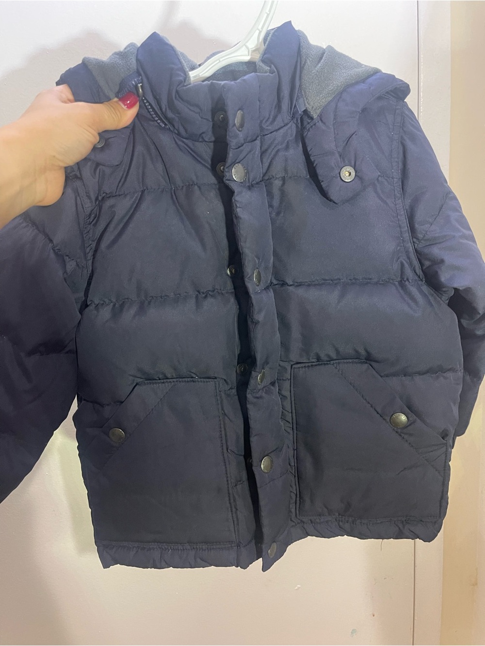 GAP Kids Navy Blue Hooded Puffer Jacket